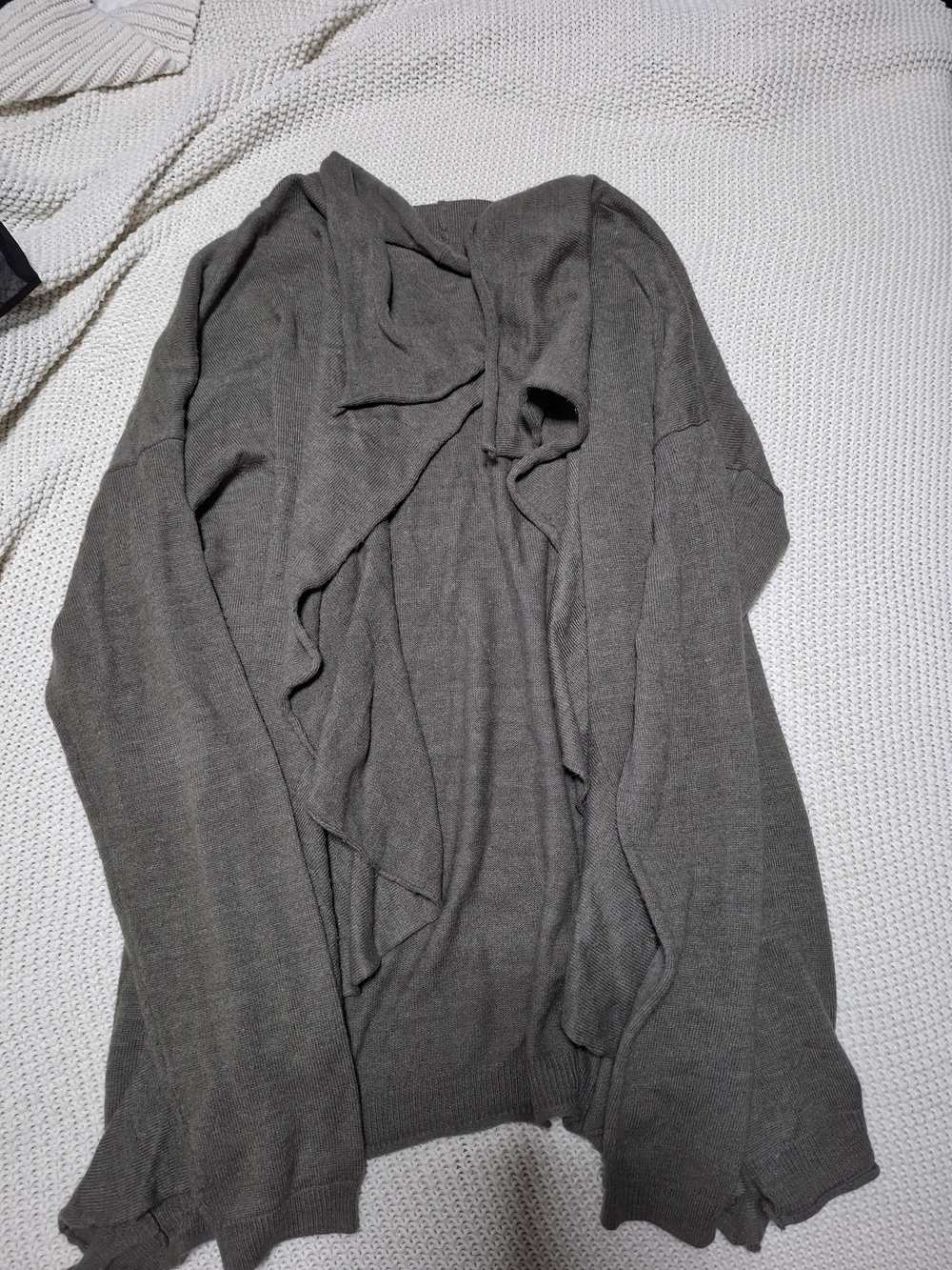 a.n.a Women's Open-Front Charcoal Gray Cardigan